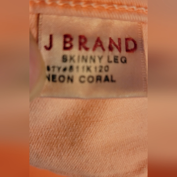 * J BRAND neon coral colour mid rise skinny legs Final Discount - Picture 6 of 8